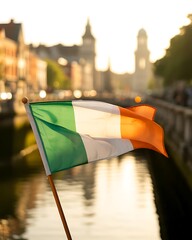 National flag of Ireland waving