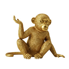 Obraz premium Illustration of Golden Monkey Figurine Sitting on Isolated Background