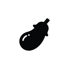 Simple Black Eggplant Illustration on White Background, Design, Isolated