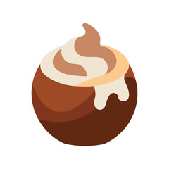 Delicious chocolate ball with creamy topping vector illustration for dessert concepts