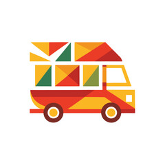 Minimalist Abstract Food Truck Logo with Bright Colors on White Background