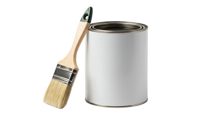 Illustration White Paint Can with Paint Brush Isolated on Transparent