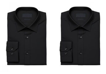 Isolated Black Shirts Folded Elegant Formal Apparel on Transparent Background