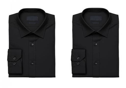 Isolated Black Shirts Folded Elegant Formal Apparel on Transparent Background