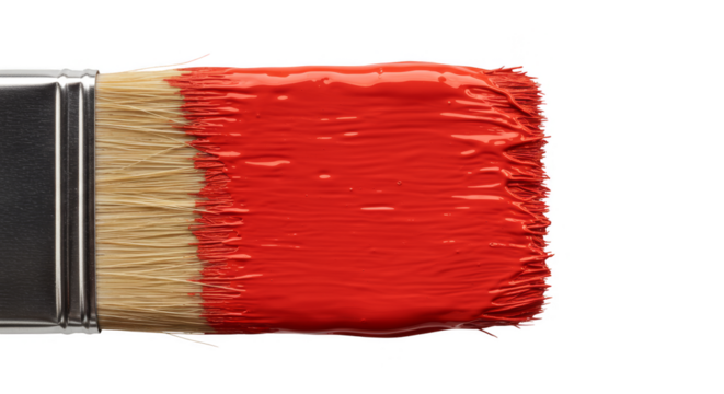 Isolated Background Red Paint Stroke with a Brush and Transparent Style