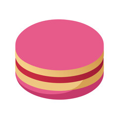 Isometric vector illustration of pink macaron cookie pastry dessert