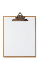 Isolated Clipboard with Blank White Paper for Notes on Transparent Background