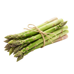 Isolated Background of Fresh Green Asparagus Bunch Tied with Twine