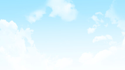 Blue sky background with white cloud in sunny day. Bright blue sky with white clouds. Vector design.