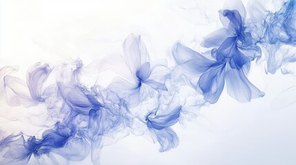 Ethereal Blue Smoke Waves Flowing Gracefully Across a Soft White Background in an Abstract Style Perfect for Modern Art and Design Aesthetic