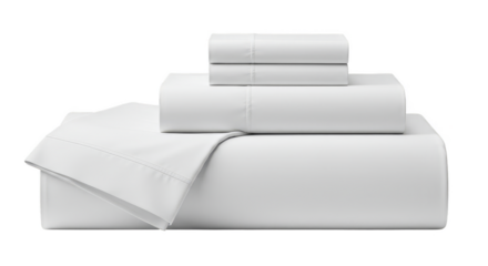 Isolated Bedding White Sheets and Folded Linen in Transparent Background