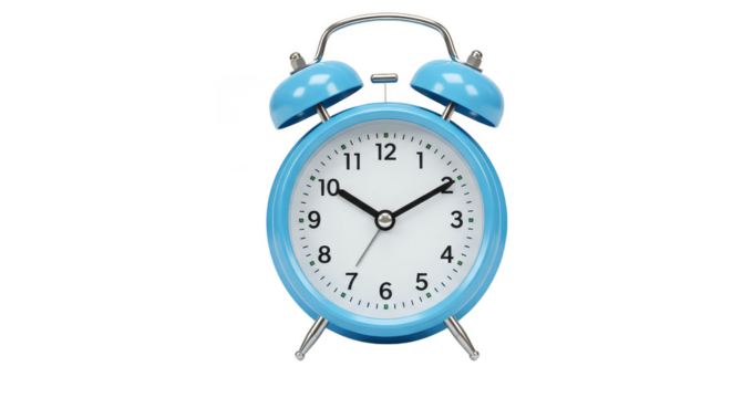 Isolated Blue Alarm Clock Reminder of Time Retro in Transparent Png