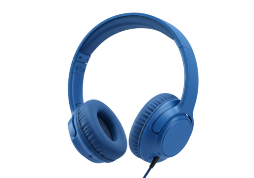 Isolated Blue Headphones Audio Listening Device On Transparent Background