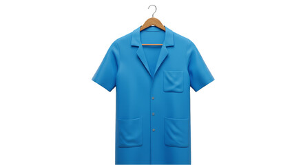 Isolated Blue Scrubs Uniform Hanging on Wood Hanger Transparent PNG