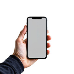 Person Holding Blank Smartphone Screen with Empty Interface Ready for App Design or Mockup Presentation