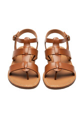 Isolated Brown Leather Gladiator Sandals Fashion Summer Style Footwear