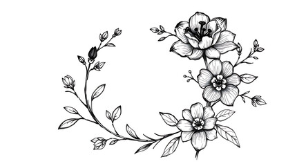 Minimalist floral line drawing for wedding and branding use