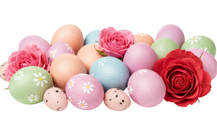 Isolated Easter Eggs and Flowers Transparent Floral Decoration Still Life