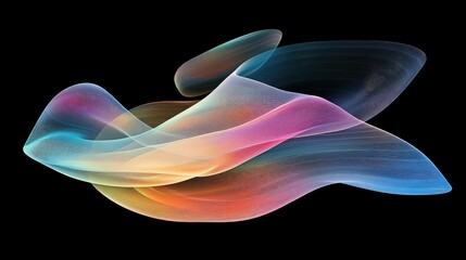 Obraz premium Colorful Abstract Waves Background Design with Smooth Gradients and Flowing Shapes in a Black Space, Perfect for Modern Art and Technology Themes