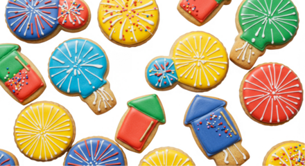 Isolated Cookies Fireworks Celebration Treats with Transparent Background