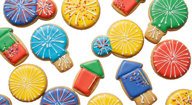 Isolated Cookies Fireworks Celebration Treats with Transparent Background