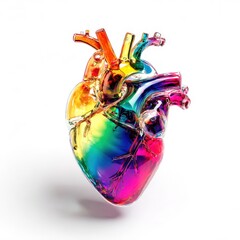 Rainbow Anatomical Heart Symbolizing LGBTQ+ Love and Pride