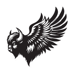 Powerful Bison Head with Wings Icon