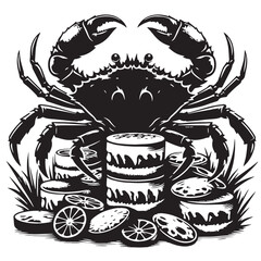 Large Crab with Seafood and Citrus Slices