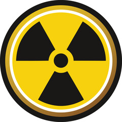 Fototapeta premium Radiation Symbol Icon – Black Trefoil on Yellow Circle Background Representing Radioactivity