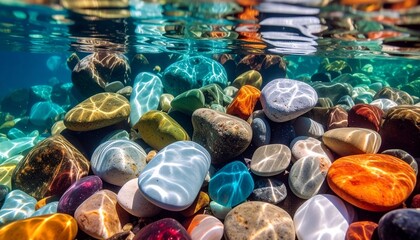 Submerged Rainbow: A Colorful Underwater Stonescape