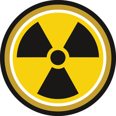 Fototapeta premium Radiation Symbol Icon – Black Trefoil on Yellow Circle Background Representing Radioactivity
