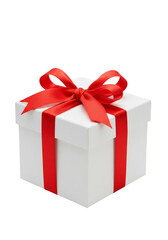 Obraz premium Isolated Gift Box With Red Ribbon Bow Over Transparent Background