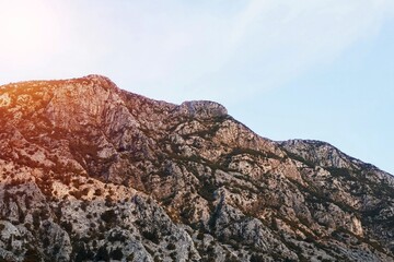 Panoramic view of rocky mountain ridges