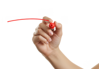 Isolated Hand Writing with Red Marker on Transparent Background