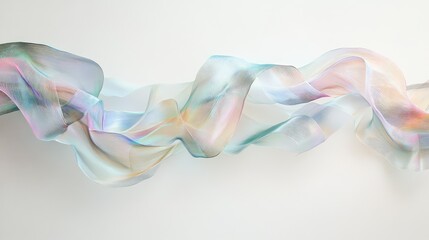 Obraz premium Ethereal Flowing Fabric With Soft Hues and Gentle Curves on a Light Background, Perfect for Backgrounds, Textures, and Fashion Inspired Designs