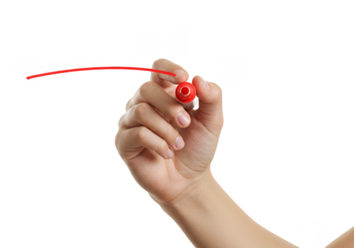 Isolated Hand Writing with Red Marker on Transparent Background - Powered by Adobe