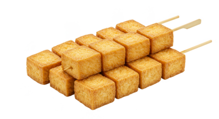 Isolated Image of Grilled Golden Tofu Skewer with Transparent Background