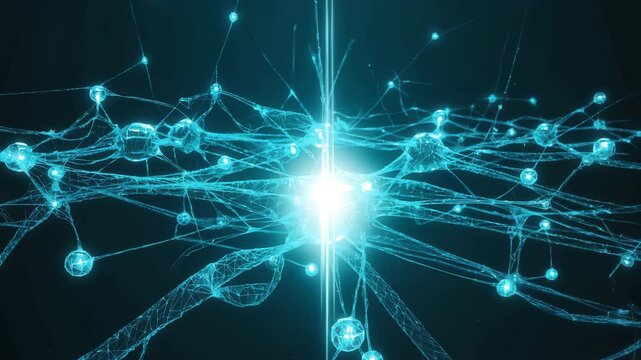 Abstract ,  intricately detailed neural network with radiant and beautiful light effect motion , 4K video.
