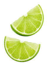 Isolated Image of Two Green Lime Slices on Transparent Background