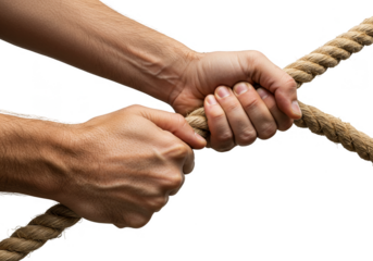 Isolated Hands Pulling Taut Rope In Tug Of War Transparent PNG