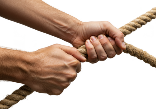 Isolated Hands Pulling Taut Rope In Tug Of War Transparent PNG