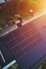 Sustainable House with Solar Panels Generating Clean Energy