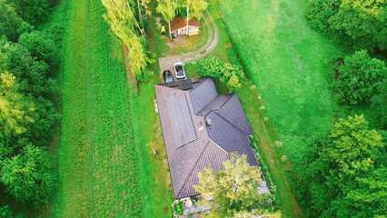 Modern home utilizing solar panels for renewable energy supply