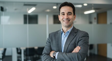 Fototapeta premium Confident businessman standing in office.