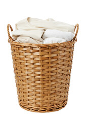 Isolated Image Laundry Basket Filled with White Towels Clean Household