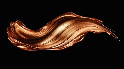 Elegant Swirl of Shimmering Copper Paint Against a Dark Background Showcasing the Fluidity and Luster of Metallic Art in Fine Detail