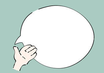 speech balloon with open palm gesture illustration