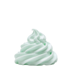 Minty whipped cream curled upward into a mountain peak