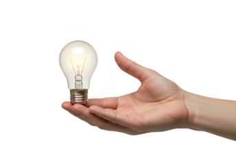 Isolated Image Hand Holding a Glowing Lightbulb Transparent PNG