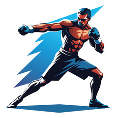 Naklejka premium Boxing fighter striking pose illustration fitness workout